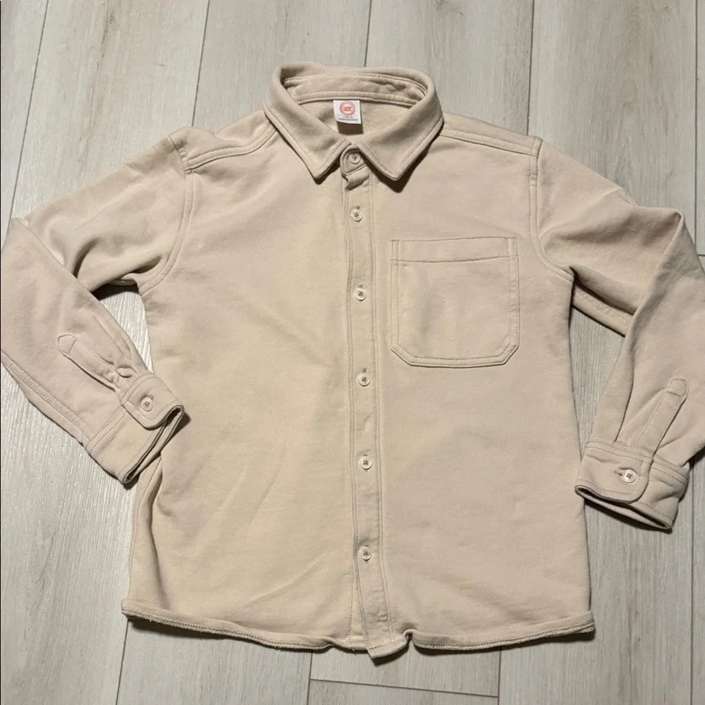 Boy’s Wonder Nation Casual Beige Long-Sleeve Button-Up Shirt size 10-12